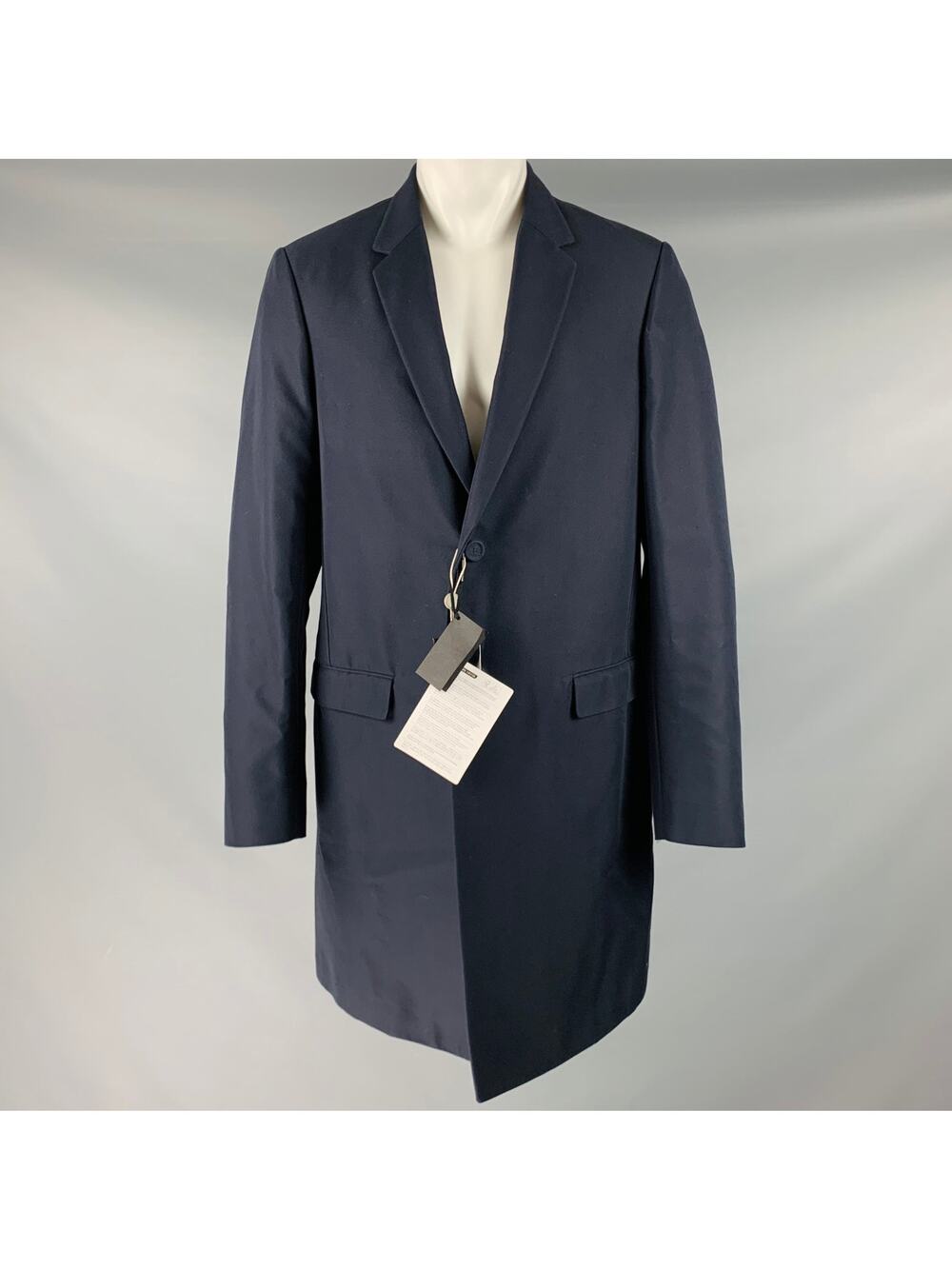 CALVIN KLEIN COLLECTION Size 40 Navy Cotton Blend Coat